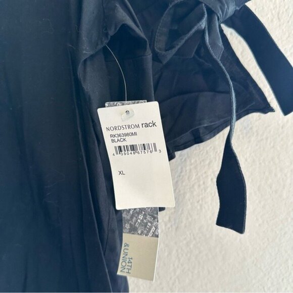 14th & Union Black Slit Sleeve Bow Blouse XL NWT Elegant Office Chic - Picture 4 of 9